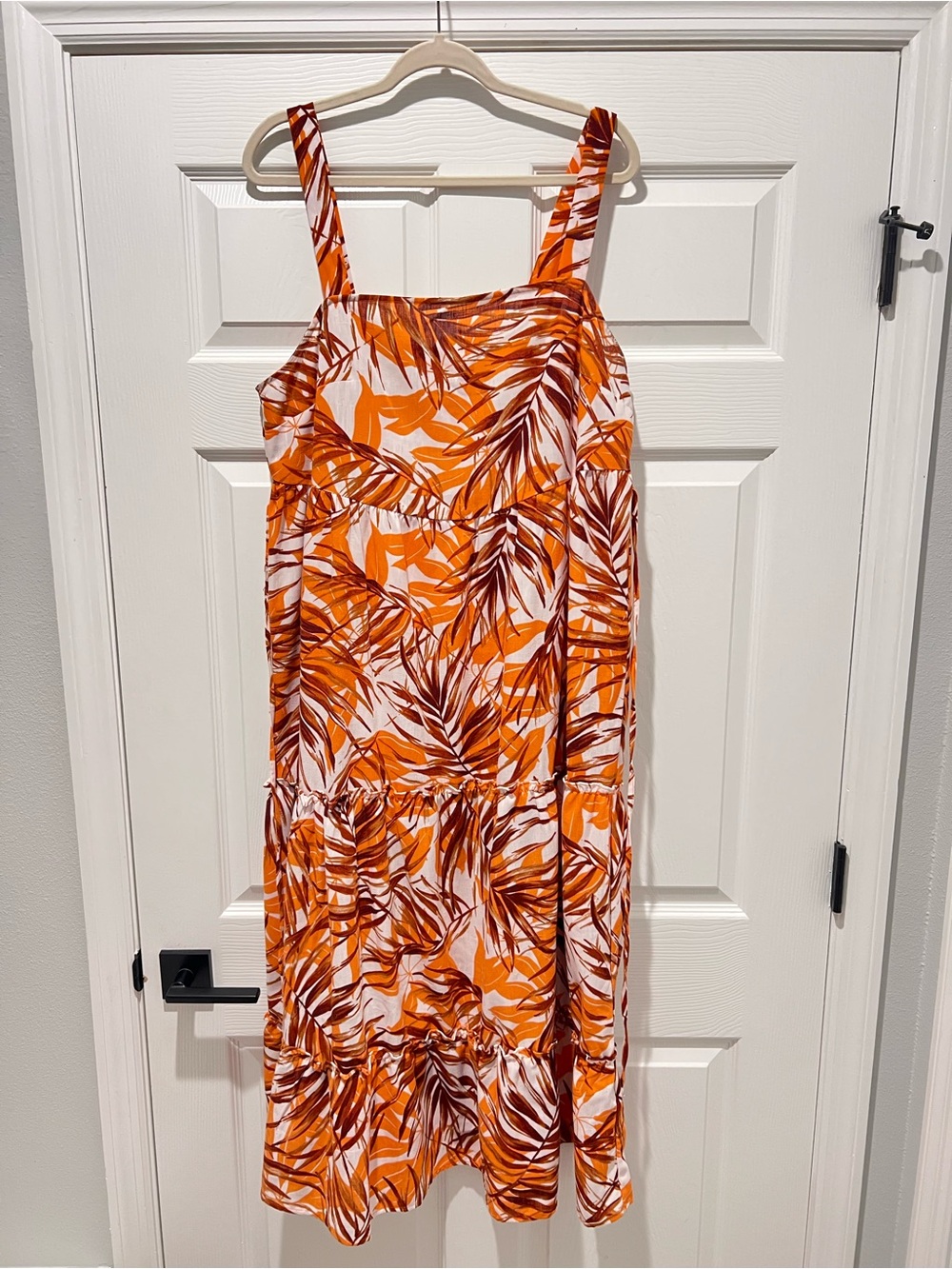 Emma & Michele Orange and White Leaf-Print Dress